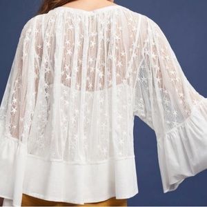 Anthro white star embroidered top
